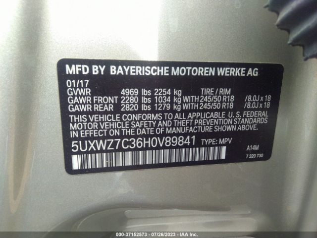 5UXWZ7C36H0V89841 BMW X3 Sdrive28i