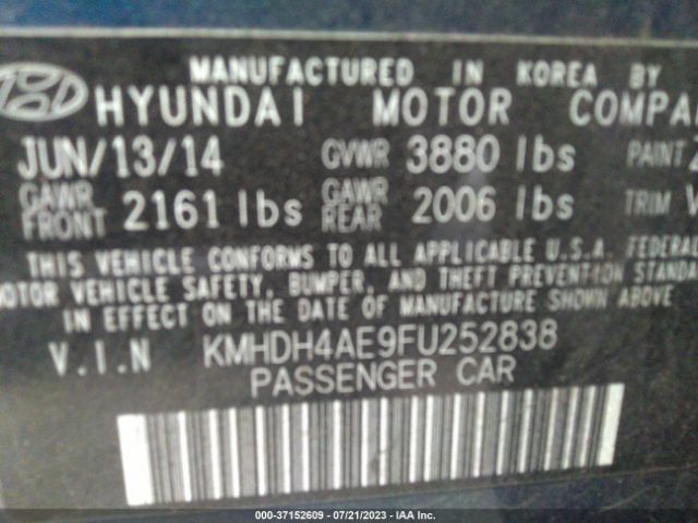 Hyundai Elantra Limited 2015 KMHDH4AE9FU252838 Image 10