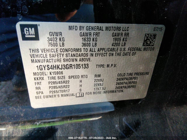 1GYS4HKJ3GR105133 Cadillac Escalade Esv Luxury Collection