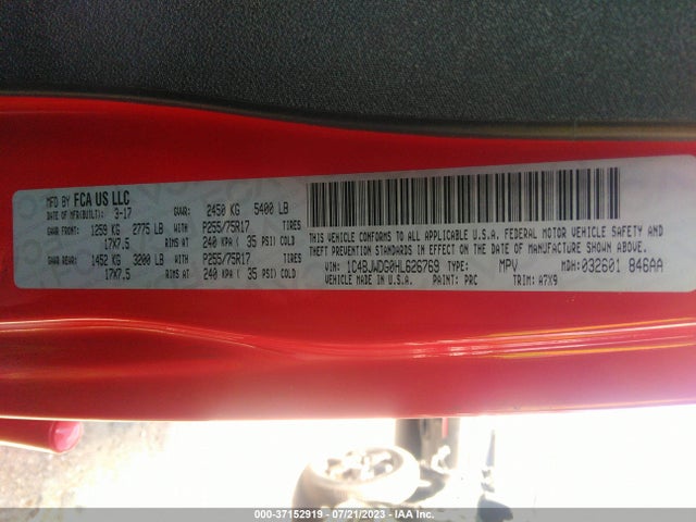 1C4BJWDG0HL626769 Jeep Wrangler