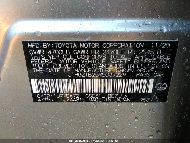 JTHGZ1B25M5039229 Lexus Is Is 350 F Sport
