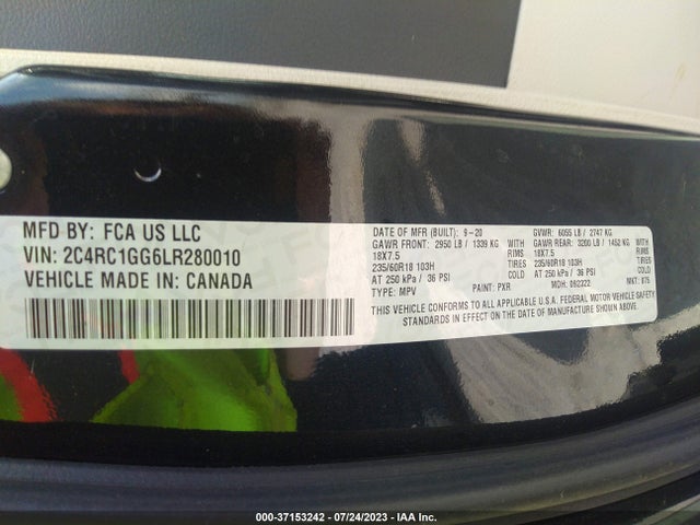 2C4RC1GG6LR280010 Chrysler Pacifica Limited
