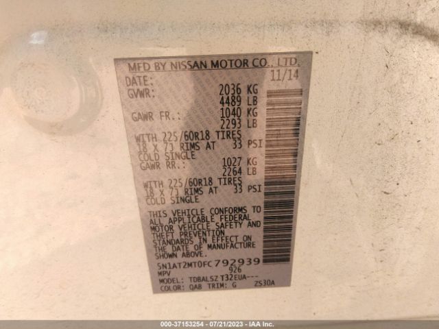 5N1AT2MT0FC792939 Nissan Rogue Sl