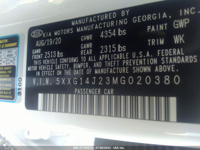 5XXG14J23MG020380 KIA K5 LXS