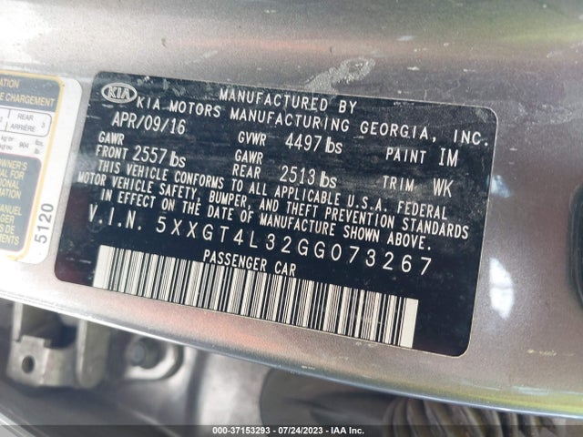 5XXGT4L32GG073267 KIA Optima Lx