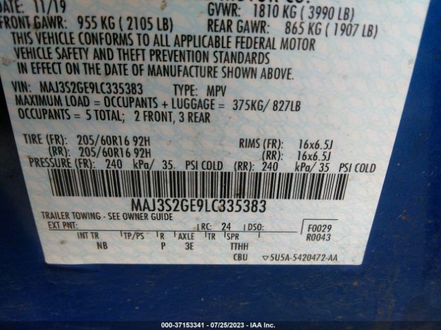 MAJ3S2GE9LC335383 Ford Ecosport Se