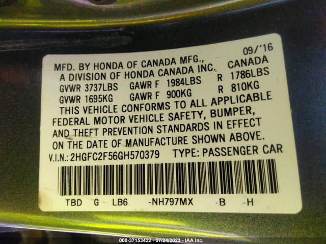 Honda Civic Sedan Lx 2016 2HGFC2F56GH570379 Image 15