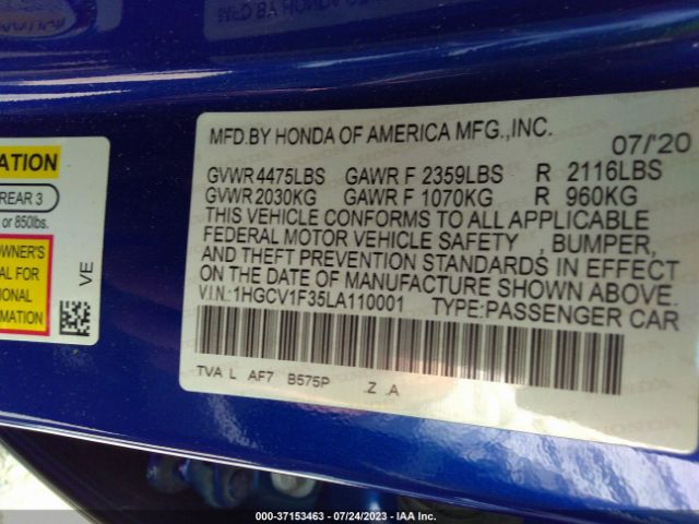 1HGCV1F35LA110001 Honda Accord Sedan Sport