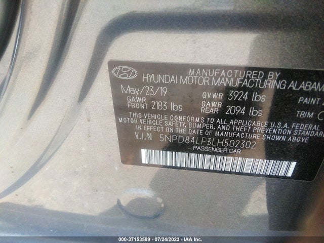 2020 HYUNDAI ELANTRA VALUE EDITION VIN: 5NPD84LF3LH502302