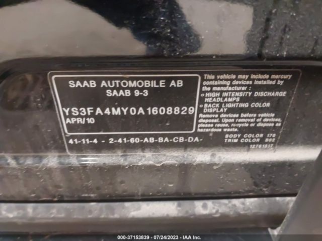 2010 SAAB 9-3 YS3FA4MY0A1608829 Photo 8