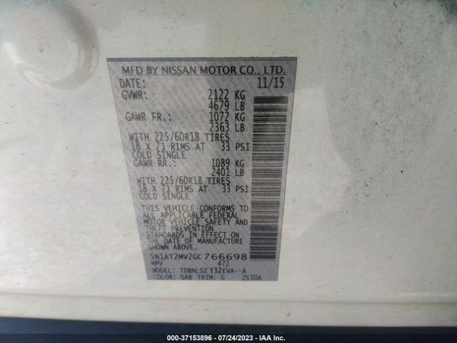 5N1AT2MV2GC766698 Nissan Rogue Sl