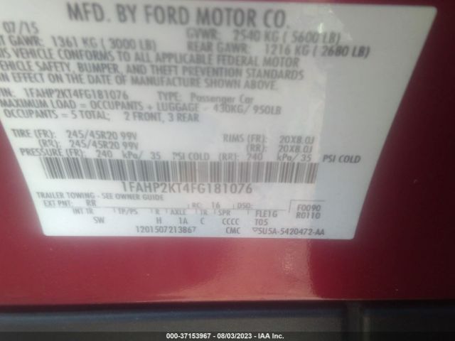 1FAHP2KT4FG181076 Ford TAURUS SHO