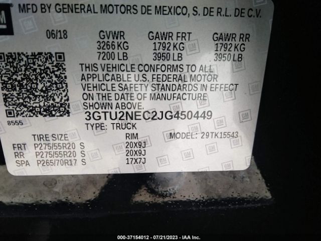 3GTU2NEC2JG450449 GMC Sierra 1500 Slt