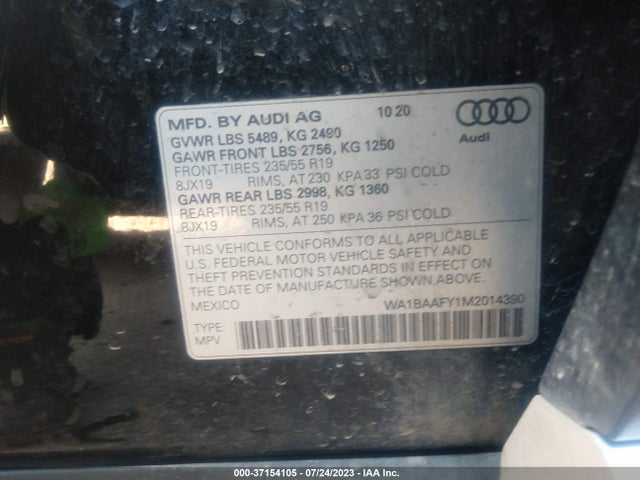 WA1BAAFY1M2014390 Audi Q5 Premium Plus
