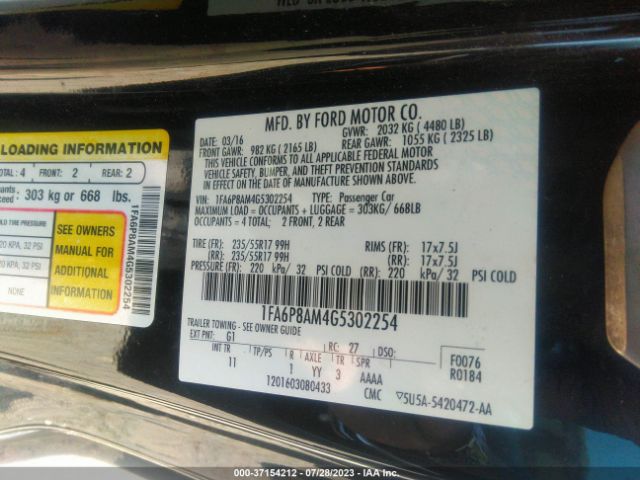 1FA6P8AM4G5302254 Ford Mustang V6
