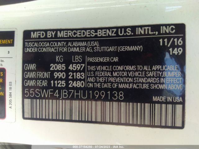 55SWF4JB7HU199138 Mercedes-Benz C-class C 300