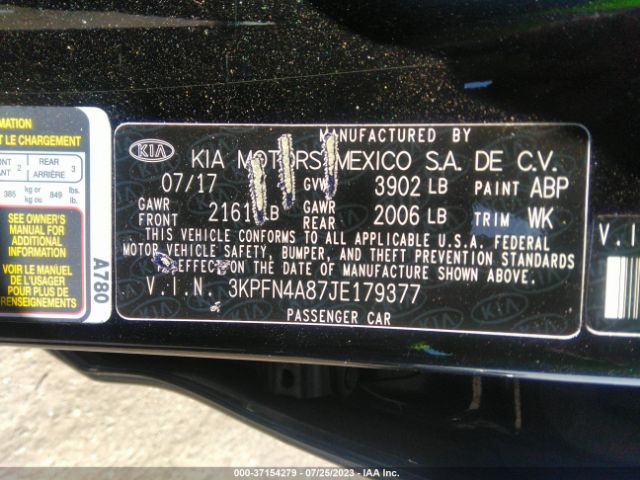 3KPFN4A87JE179377 KIA FORTE EX