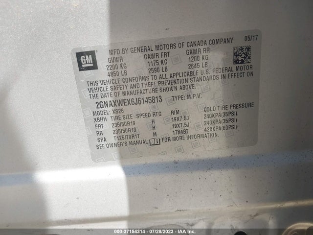 Chevrolet Equinox Premier 2018 2GNAXWEX6J6145813 Image 9