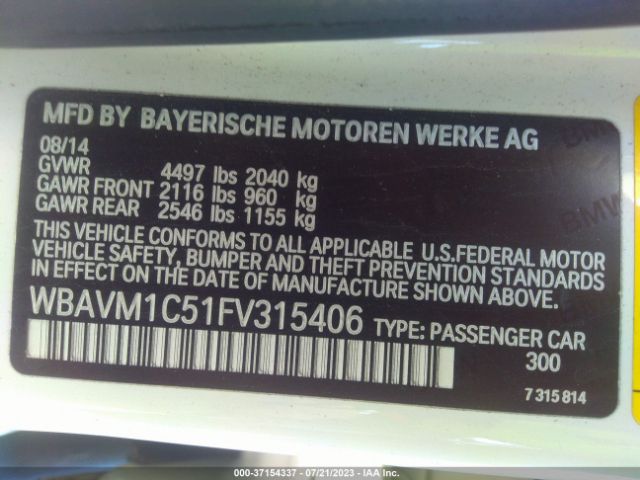 WBAVM1C51FV315406 BMW X1 Sdrive28i
