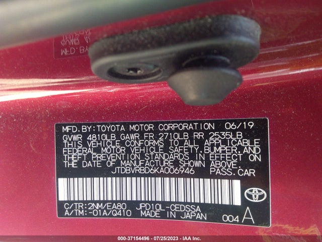 Toyota Mirai 2019 JTDBVRBD6KA006946 Image 10