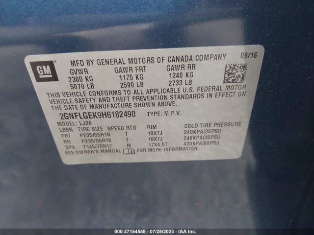 Chevrolet Equinox Premier 2017 2GNFLGEK9H6182490 Image 9