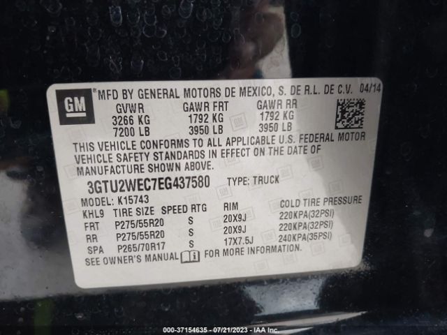3GTU2WEC7EG437580 GMC Sierra 1500 Denali