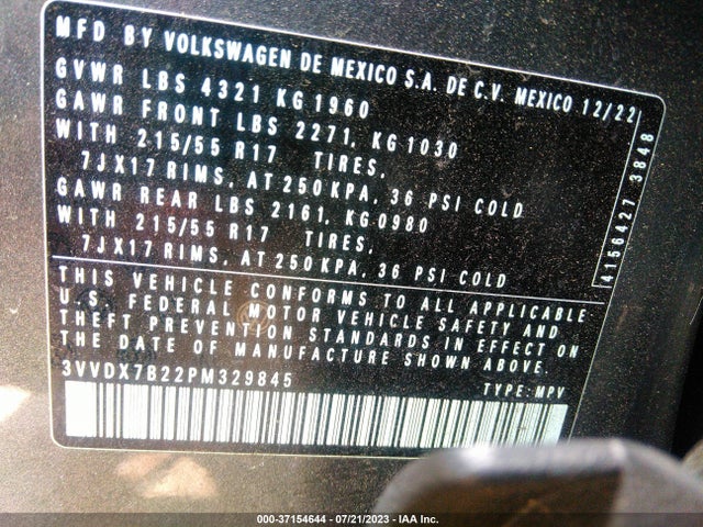 3VVDX7B22PM329845 Volkswagen TAOS S