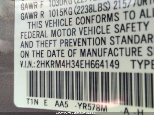 Honda CR-V LX 2014 2HKRM4H34EH664149 Image 9
