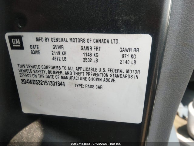2005 BUICK LACROSSE CXL VIN: 2G4WD532151301344