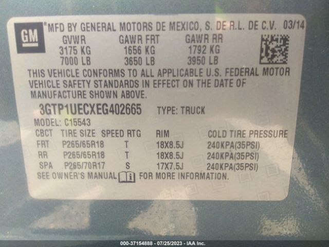 3GTP1UECXEG402665 GMC Sierra 1500 Sle