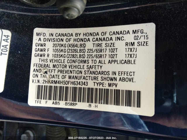 Honda CR-V EX 2015 2HKRM4H50FH634343 Image 9