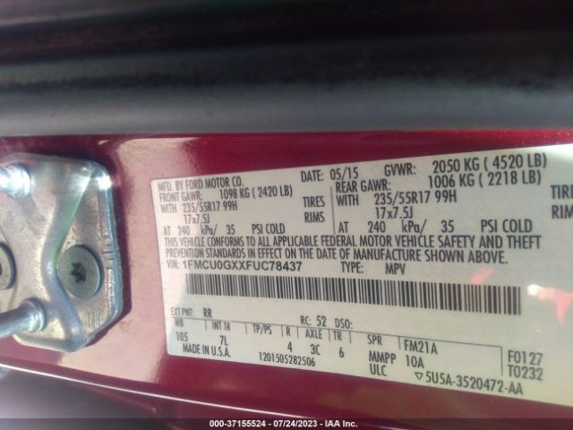 1FMCU0GXXFUC78437 Ford ESCAPE SE