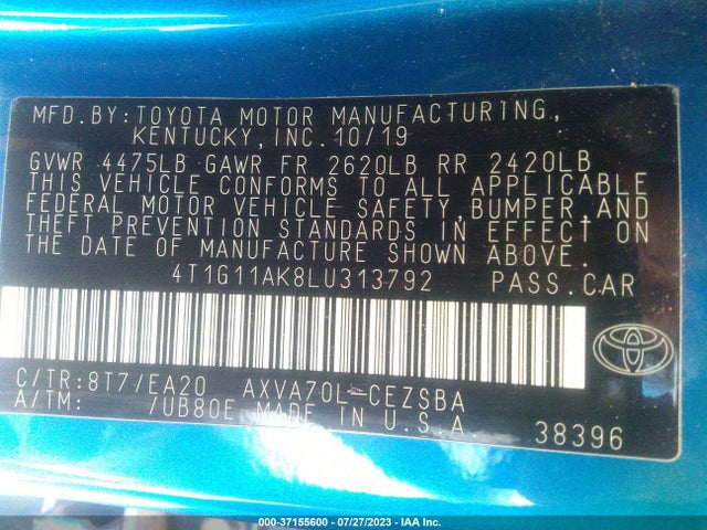 Toyota CAMRY SE 2020 4T1G11AK8LU313792 Image 16