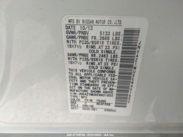 JN8AZ1MU8EW401950 Nissan MURANO S