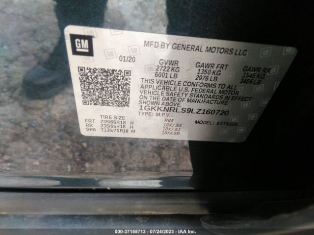 1GKKNRLS9LZ160720 GMC ACADIA SLE