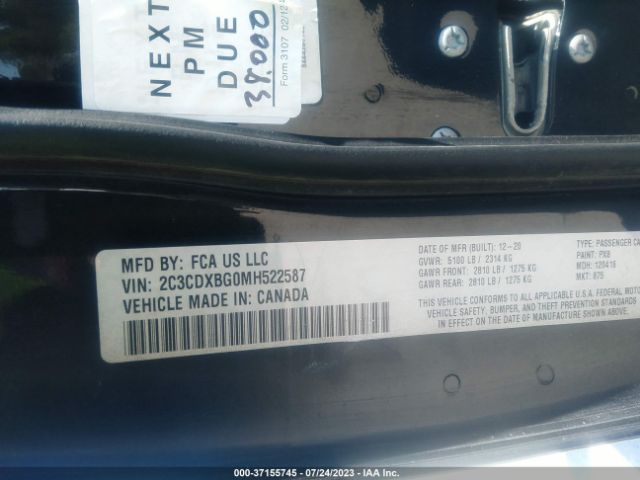 2C3CDXBG0MH522587 Dodge Charger Sxt