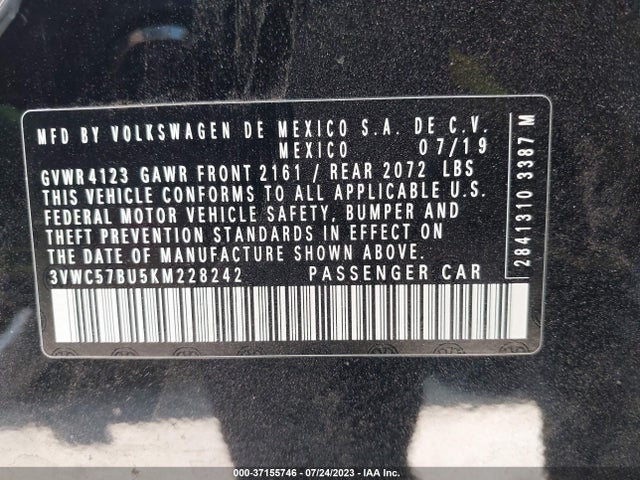 3VWC57BU5KM228242 Volkswagen Jetta S/se/r-line