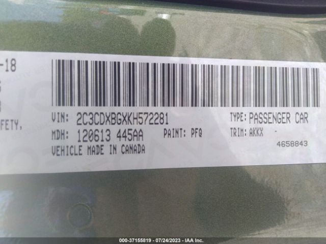 2C3CDXBGXKH572281 Dodge Charger Sxt