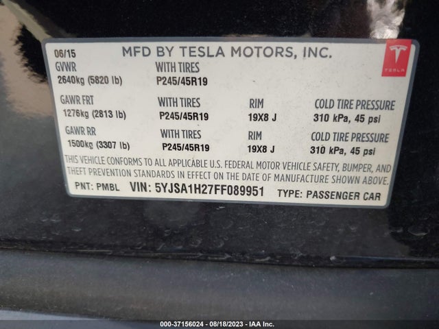 5YJSA1H27FF089951 Tesla Model S 85d/p85d/70d/90d/p90d