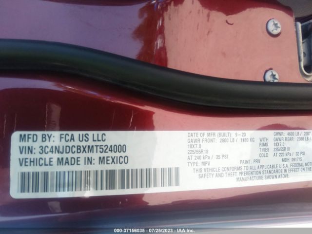 3C4NJDCBXMT524000 Jeep Compass Limited