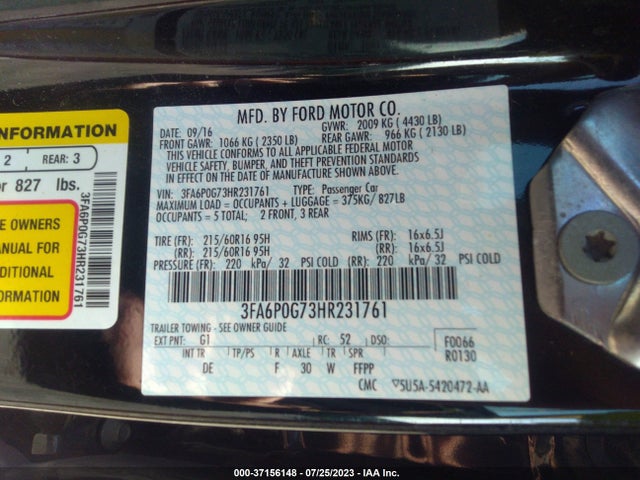 3FA6P0G73HR231761 Ford FUSION S
