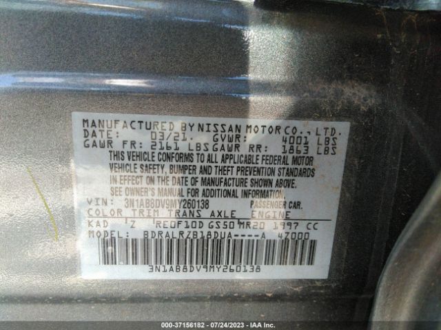 3N1AB8DV9MY260138 Nissan SENTRA SR