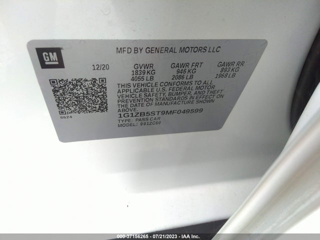 Chevrolet MALIBU LS 2021 1G1ZB5ST9MF049599 Image 9