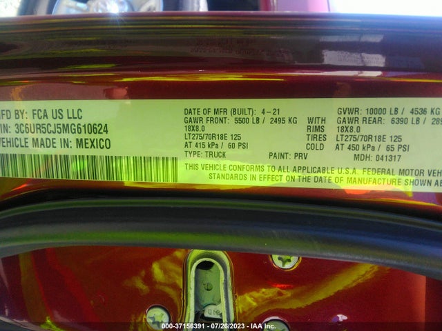 3C6UR5CJ5MG610624 RAM 2500 Tradesman