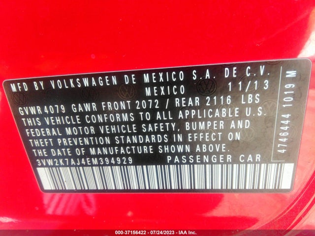 3VW2K7AJ4EM394929 Volkswagen Jetta Sedan S