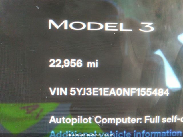5YJ3E1EA0NF155484 Tesla MODEL 3