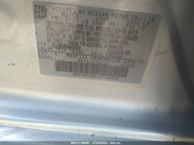 3N1CN7AP4JK436060 Nissan Versa Sedan Sv