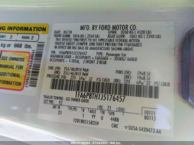 1FA6P8TH1J5176457 Ford Mustang Ecoboost
