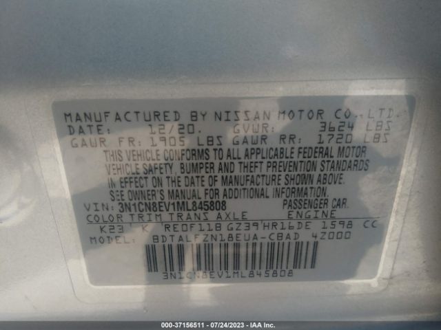 3N1CN8EV1ML845808 Nissan VERSA SV