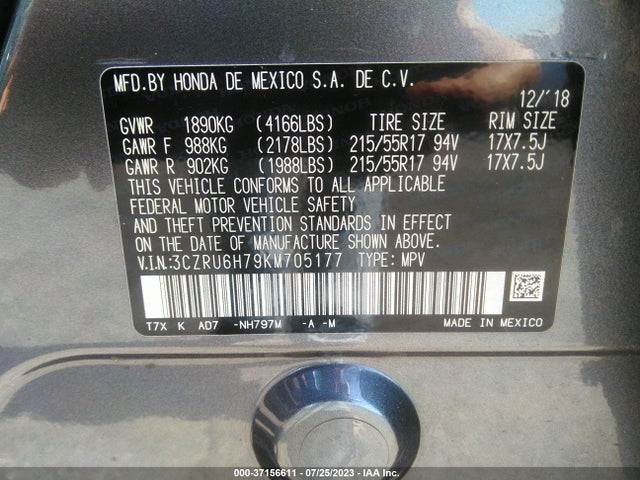 Honda Hr-v Ex-l 2019 3CZRU6H79KM705177 Image 15